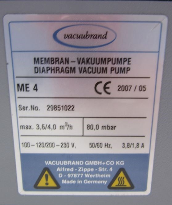 Vacuubrand ME4 Diaphragm Vacuum Pump