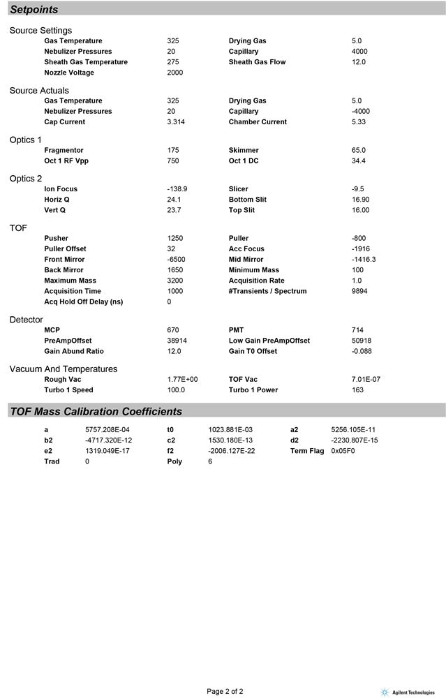 Agilent 6230A Accurate-Mass TOF Mass Spectrometer