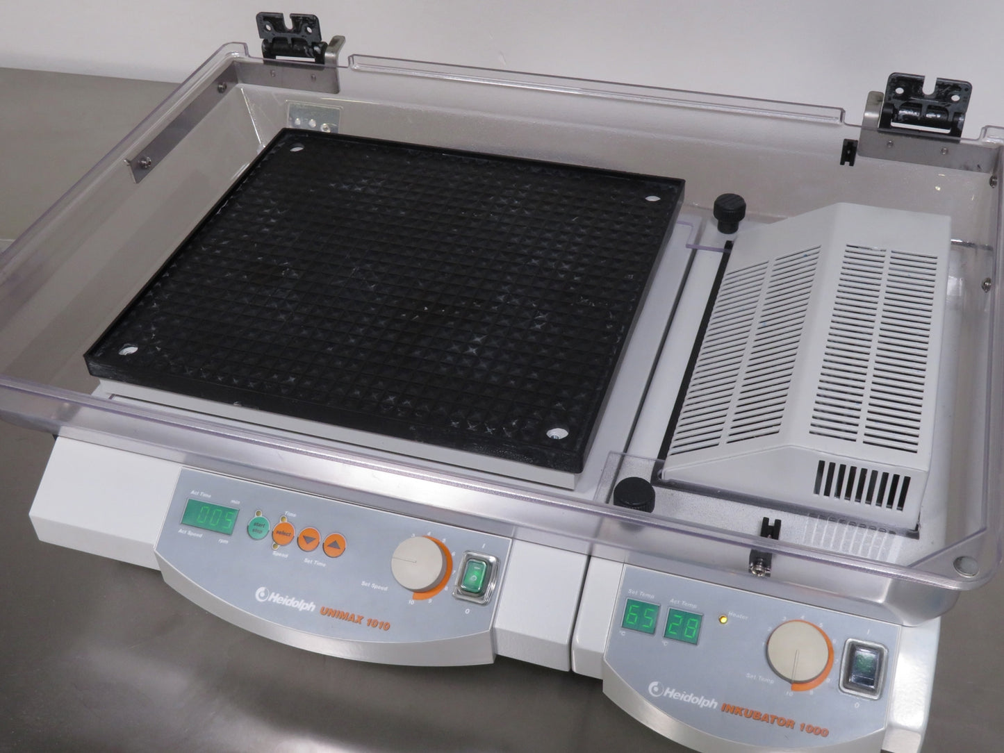 Heidolph Unimax 1010 Orbital Shaker w/ Heating Module and High Incubator Hood